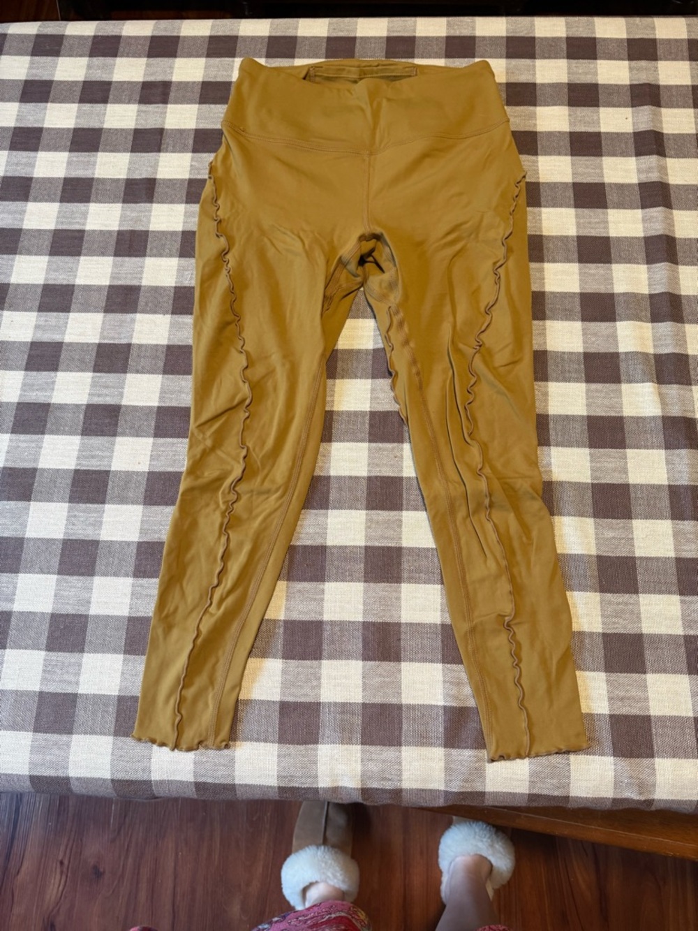 FP Movement by Free People Mustard Brown Ruffle Seam Leggings